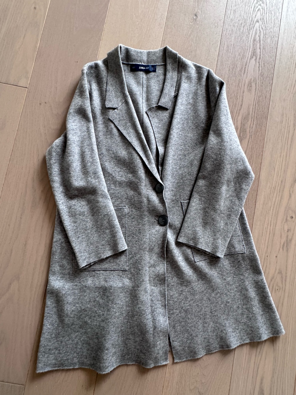 Zara Heather Gray Long Knit Cardigan Blazer
